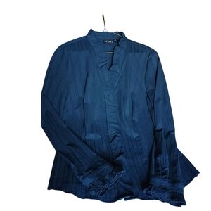 Dark Blue Ruffled Blouse